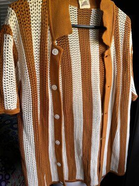 Dandy Del Mar The Dominica Crochet Shirt – Burnt Sienna Stripe